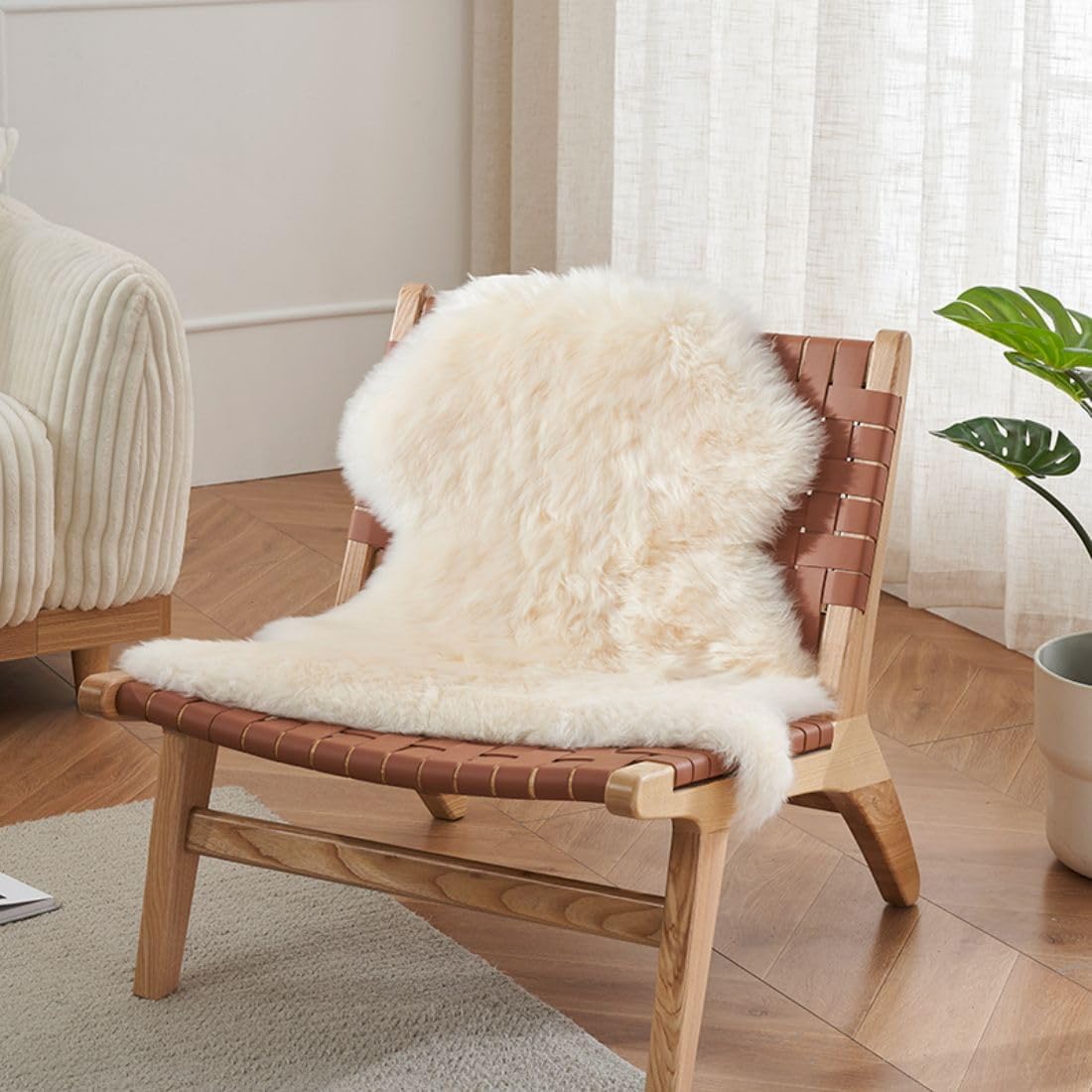 ムートン　天然羊毛8匹　ラグ カーペット　厚手アイボリー 180cm×180cm ムートン 天然羊毛8匹 ラグ カーペット 厚手アイボリー 180cm